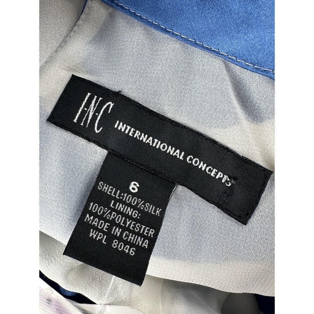 NEW! INC 100% Silk Halter Top/Blouse- Blue/White Tiger/Zebra Stripe‎ 6 NWT - Picture 14 of 14